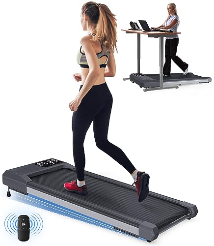 WELLFIT Standing Desk Walking Pad Treadmill with Incline, Under Desk Treadmill 300+lb Capacity 2.5HP Cardio Training, Easy to Use and Move, Works with ZWIFT KINOMAP App, Sturdy Treadmill for Apartment