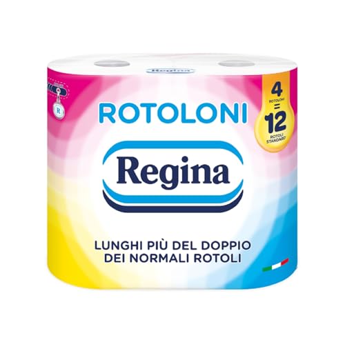 Regina Rotoloni 4 Maxi Rotoli di Carta Igienica, 500 Fogli a 2 Veli, L...