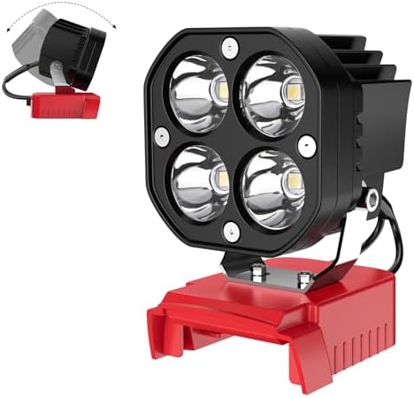 LED Work Light Compatible with Milwaukee 18V Battery, 40W 6000LM Flashlight, 18V Battery Cordless Work Light 120°Adjustable with Low Voltage Protection for Outdoors and Job Site Lighting