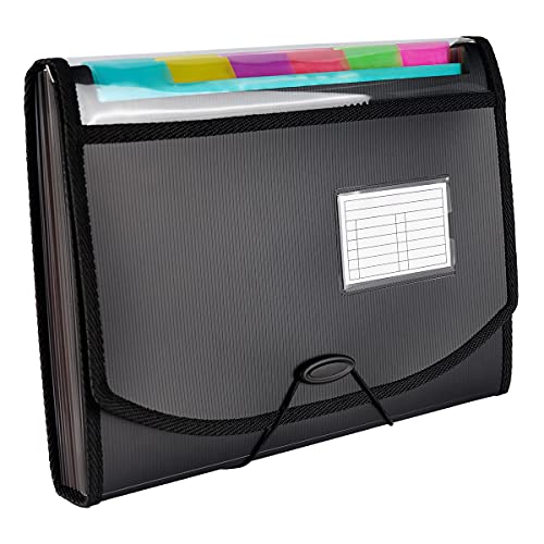 H4D Expanding Accordion Folder 13 Pocket, Accordian File folders Organizer, Expandable Filing Folder for Documents Letter Size, A4 Paper Divider Folder with Tabs Window