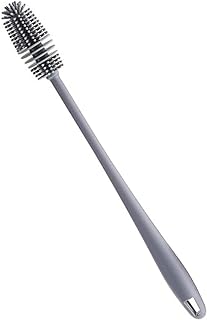 XML Bottle Cleaning Brush Silicone Long Handle for Baby Bottle, Water Bottle, Containers, Vase and Glass, Bottle Cleaner for Home and Kitchen Accessories Item Products (31-CM-SILICONE-GREY-BRUSH)