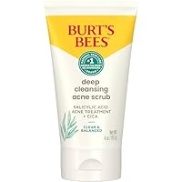  Burt's Bees Clear and Balanced Deep Cleansing Acne Scrub, Salicylic Acid Acne Treatment with Cica, Facial Cream Exfoliator Hel