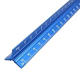 Piutouyar 12 Inch Engineer Scale Ruler, Metal Engineering Ruler Aluminum Laser-Etched Triangular...