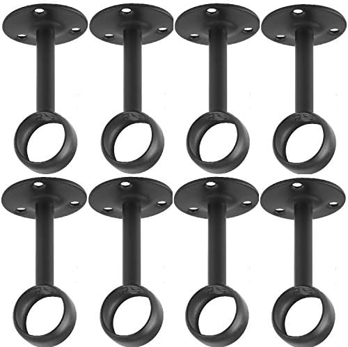 Anndason Curtain Rod Ceiling-Mount Bracket Curtain Rod Brackets Curtain Rod Holders (8 PCS, Black)