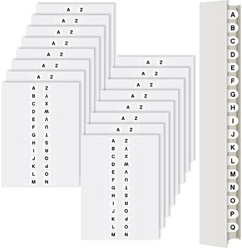 Marspark Permanent Small Alphabet Tabs A-Z Tabs Indexes Self Adhesive Alphabet Tabs for Notebooks Letter Tabs Plastic Alphabetical File Dividers Sticky Letters Tabs for Office(416 Pieces)