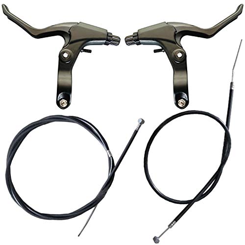 Lomodo 4 Pieces Bicycle Brake Accessories Including 2 Pack Aluminium Alloy Brake Levers Handle Bars and 2 Pack Brake Wire (Front and Rear Brake Cable) for Mountain/Road/MTB Bike(Black)