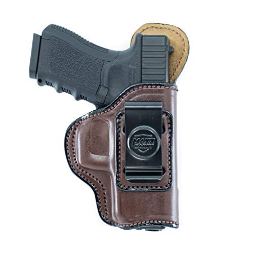 Maxx Carry IWB Leather Taurus G2c Holster 9mm or 40S&W, PT111 G2 | Fits Glock 26, 27 | Walther PPQ SC, P22 | Sig Sauer P320 Micro Compact | Springfield XD 3, XD MOD 2, Brown, Right Hand Draw