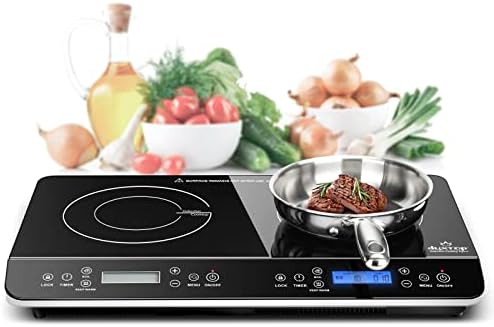 Duxtop LCD Portable Double Induction Cooktop 1800W Digital Electric Countertop Burner Sensor Touch Stove, 9620LS/BT-350DZ