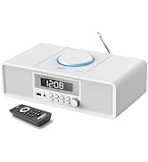 Home Stereo System, Premium 20W RMS Sound System, Compact CD Player with Bluetooth, Dual Alarm Cl...