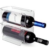 Homeries Wine & Water Bottle Organizer Holder Stackable Wine Rack for Kitchen Countertops, Table ...