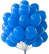 PartyWoo Blue Balloons, 55 pcs 12 Inch Pearl Azure Blue Balloons, Latex Balloons for Balloon Garl...