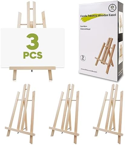 CONDA 3 Pack 16" Tabletop Display Easel, Portable A-Frame Tripod Display Easel for Painting Party & Displaying Canvases, Photos, Display Tripod Holder Stand for Students Kids Beginners