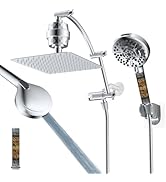 Hibbent All Metal 10'' Dual Filtered Rainfall Shower Head Combo, High Pressure Handheld Shower He...