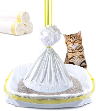 KONE Cat Litter Box Liners, 30 Count Jumbo Extra Durable Large Drawstring Kitty Litter Pan Bags Cat Waste Litter Bags Pet Cat Supplies 36" x 18"