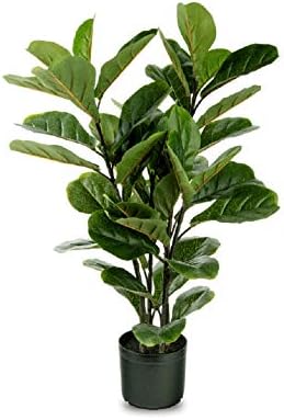 Naturae Decor Fiddle Leaf Tree - Lifelike Artificial Indoor and Outdoor House Plant - UV Resistant - 35 in High