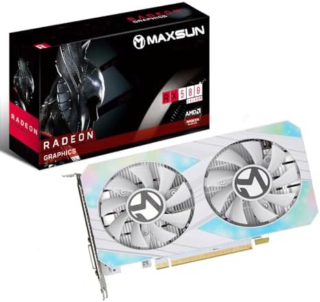 maxsun AMD Radeon RX 580 8GB 2048SP GDDR5 Computer Video Graphics Card GPU for PC Gaming 256-Bit DirectX 12 DVI, HDMI, DisplayPort Multi Monitors Extend (White)