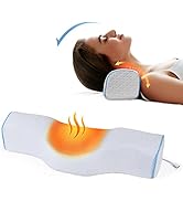 Neck Pillows for Pain Relief Sleeping, Heated Neck Pillow Memory Foam Cervical Pillow with USB Gr...