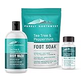 3 in 1 Professional Foot Spa Kit-with Tea Tree Foot & Body Soak-Tea Tree Body Wash & Nail Blend-Soothes Dry, Burning & Itchy Skin-Refreshes Unwanted Foot Odor-Restores Unhealthy Nails-Purely Northwest