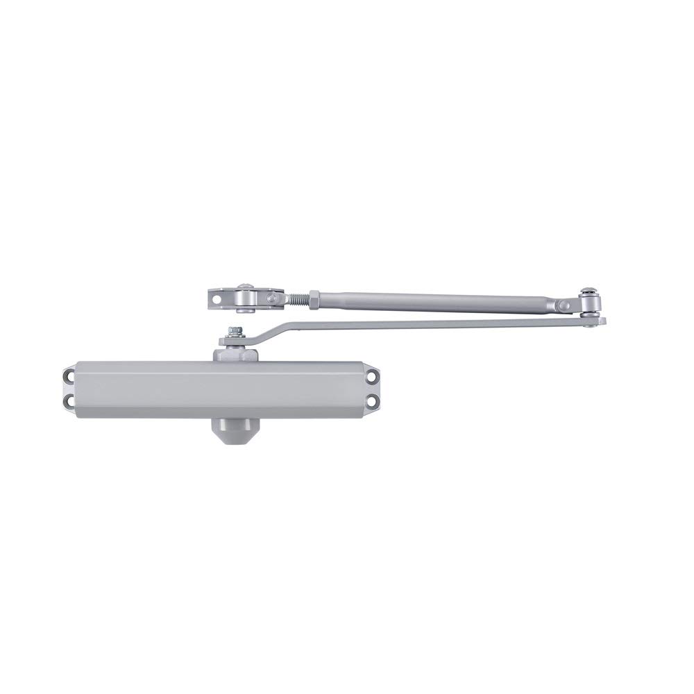 BRINKSCommercial - Heavy Duty Commercial Door Closer, Aluminum Finish - Adjustable from Size 1 to Size 5 with a 180-Degree Opening Range