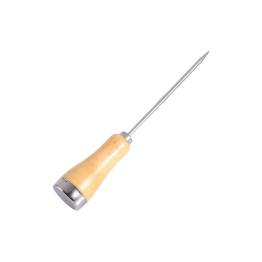 Ice Pick Crusher Wooden Handle, Ice Picker Ice Pick Awl Punch Kitchen Bar Tool Stainless Steel Awl Gl