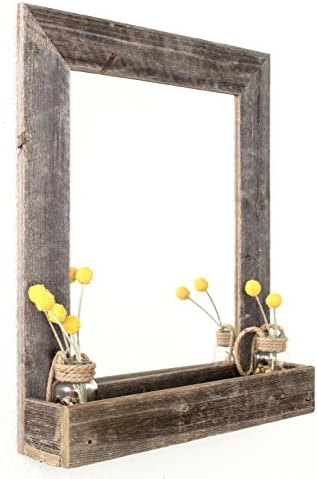 BARNWOODUSA 16x20 Mirror Large with Shelf Rectangular Wall Outer Dims 21.5x25.5 Reclaimed Wood Decor: Bathroom, Natural Weathered Gray