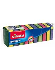 Vileda Rainbow Medium Foam Sponge Scourer, Eco-Friendly, Comfortable Grip, Value Pack 10 Pcs, Multi Colours