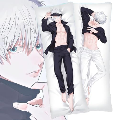 Satoru Gojo Body Pillow,Anime Body Pillow Anime,Anime Body Pillow Case Cover,Soft Anime Hugging Body Pillowcase Cover Dakimakura Double-Sided Peach Skin Pillow Cover Case(59in X 19.7in).