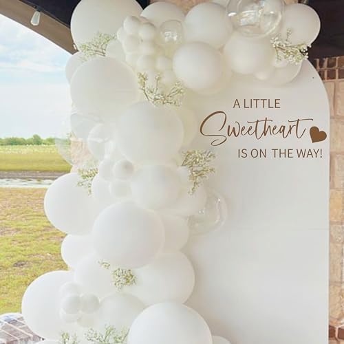 A Little Sweetheart is on The Way Decal for Balloon Arch Sign - Valentine Baby Shower Party Decorations,Gender Reveal Girl or Boy Baby Shower Decal Sign