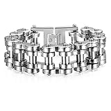 Trendsmax 23mm Mens Biker 316L Stainless Steel Heavy Motorcycle Bicycle Link Chunky Chain Bracelet Gifts for Men Boys Fits 9 Inch Sliver