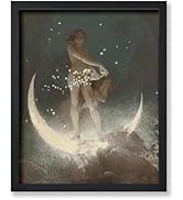 Poster Master Vintage Celestial Poster - Spring Scattering Stars Painting Print - Crescent Moon A...