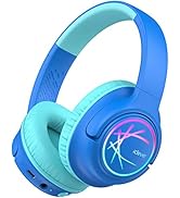 Kids Headphones Wireless with LED Lights, iClever BTH18 Safe Volume 74/85/94dBA, 43H Playtime, St...