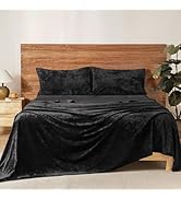 PHF Truly Velvet Sheet Set Queen Size, 4PCS Ultra Soft Sheets Set, Luxury Cozy Warm Sheets Set fo...