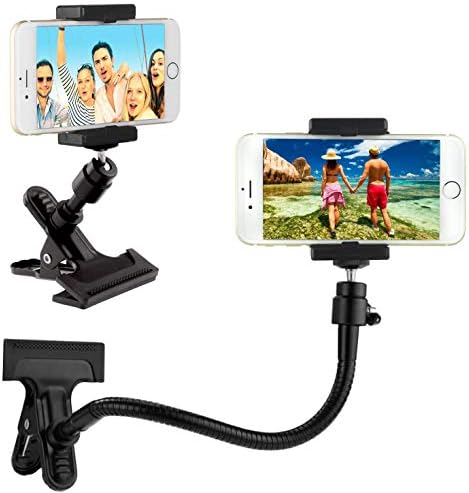 Universal Phone Camera Holder with Flexible Gooseneck and Strong Clamp - For Mobile Photography, Vlogs, Videos, GPS, etc. - Ball and Socket - Tripod Mount