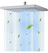 Hibbent Thickness Metal Rain Shower Head, 10 Inch High Pressure Rainfall Shower Head, Square Larg...