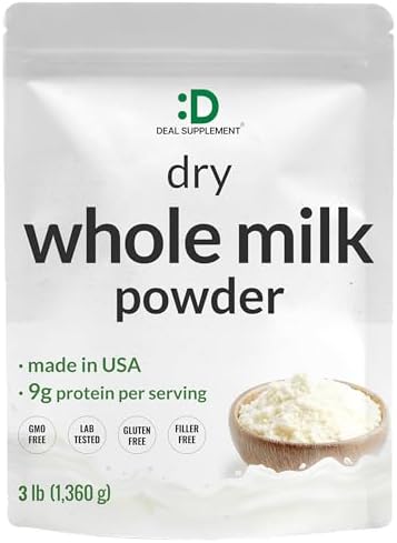 Dry Whole Milk Powder, 3lbs – Natural Pasture Raised Source – Made in USA – Powdered Milk for Baking & Cooking – 9g Protein Per Serving – Non-GMO, Filler Free