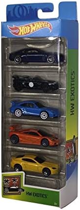 Hot Wheels Metal 2020 HW Exotics (Cadillac Elmiraj, 2015 Jaguar F-Type Project 7, Porsche 911 GT3 RS, McLaren F1 GTR, Aston Martin V8 Vantage) - Pack of 5, Multicolor