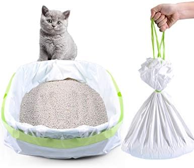 PETOCAT Cat Litter Liners Large, Jumbo Drawstring Extra Durable Pet Cat Pan Liners Extra-Thick Kitty Litter Box Bag-24 Count 36" x 19"