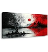 GAFSING Cloud Tree Canvas Wall Art Abstract Seascape Paintings Reproduction Print Sun Sea Beach P...