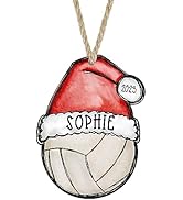 2023 Volleyball Ornament with Santa Hat Christmas Personalized Custom Name for Player Coach Mom D...