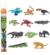 Safari Ltd. Rainforest TOOB - 11 Figurines: Macaw, Frogs, Toucan, Iguana, Monkey, Jaguar & More -...