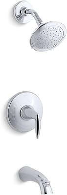 Kohler TS45104-4-CP Rite-Temp® Bath & Shower Valve Trim with Lever Handle, Spout & 2.5 Gpm Showerhead