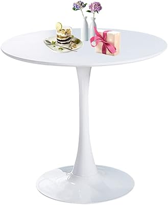 Round Dining Table White with Pedestal Base,31.5" Modern Tulip Dining Room Table for 1-4 People,Pedestal Dining Table with Round Top for Kitchen Living Room (Tulip Dining Table White)