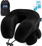 Everlasting Comfort Memory Foam Travel Pillow - Airplane Neck Rest & Plane Accessories