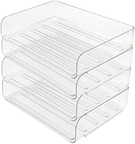 TAICHEUT 4 Pack Paper Organizer Letter Tray, 12.4x9.6x2.8 Inch Clear Plastic File Organizer Stackable File Organizer Desk Tray Office Desk File Holder for Kitchen, Bathroom