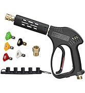 M MINGLE Short High Pressure Washer Gun, 5000 PSI, Replacement for Hot and Cold Water, M22 Fittin...