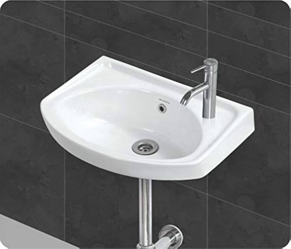 UNID Ceramic Wall Hung Wash Basin (White, 18x12-inch) : Amazon.in