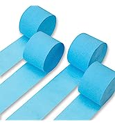 PartyWoo Crepe Paper Streamers 4 Rolls 328ft, Pack of Light Blue Crepe Paper for Party Decoration...