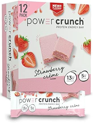 Power Crunch Protein Wafer Bars, High Protein Snacks with Delicious Taste, Strawberry Crème, 1.4 Ounce (12 Count)