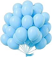 PartyWoo Blue Balloons, 100 pcs 10 Inch Light Blue Balloons, Latex Balloons for Balloon Garland A...