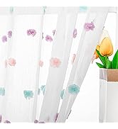 MYSKY HOME Rainbow Pom Pom Curtains for Living Room Light Filtering 84 Inch Long Bedroom Curtains...